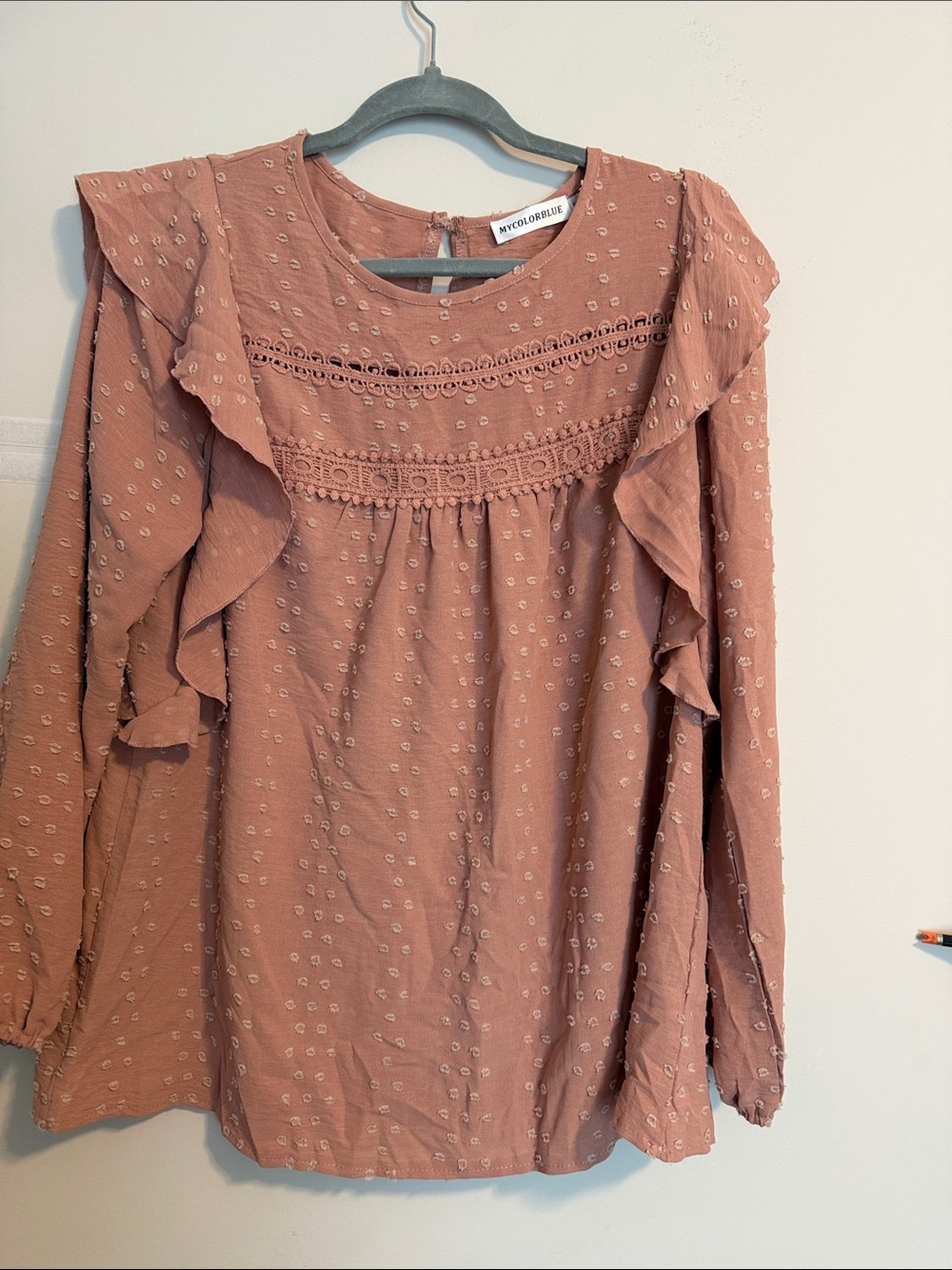 Dusty Rose Ruffle Long-Sleeve Dress
